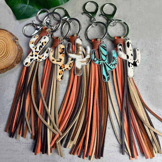 Cactus Keychain with Tassel - Trendsi