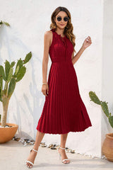Swiss Dot Tie Neck Sleeveless Dress - Trendsi - Flyclothing LLC