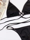Halter Neck Crisscross Ribbed Bikini Set - Trendsi - Flyclothing LLC