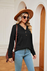 Half-Button Dropped Shoulder Hoodie - Trendsi