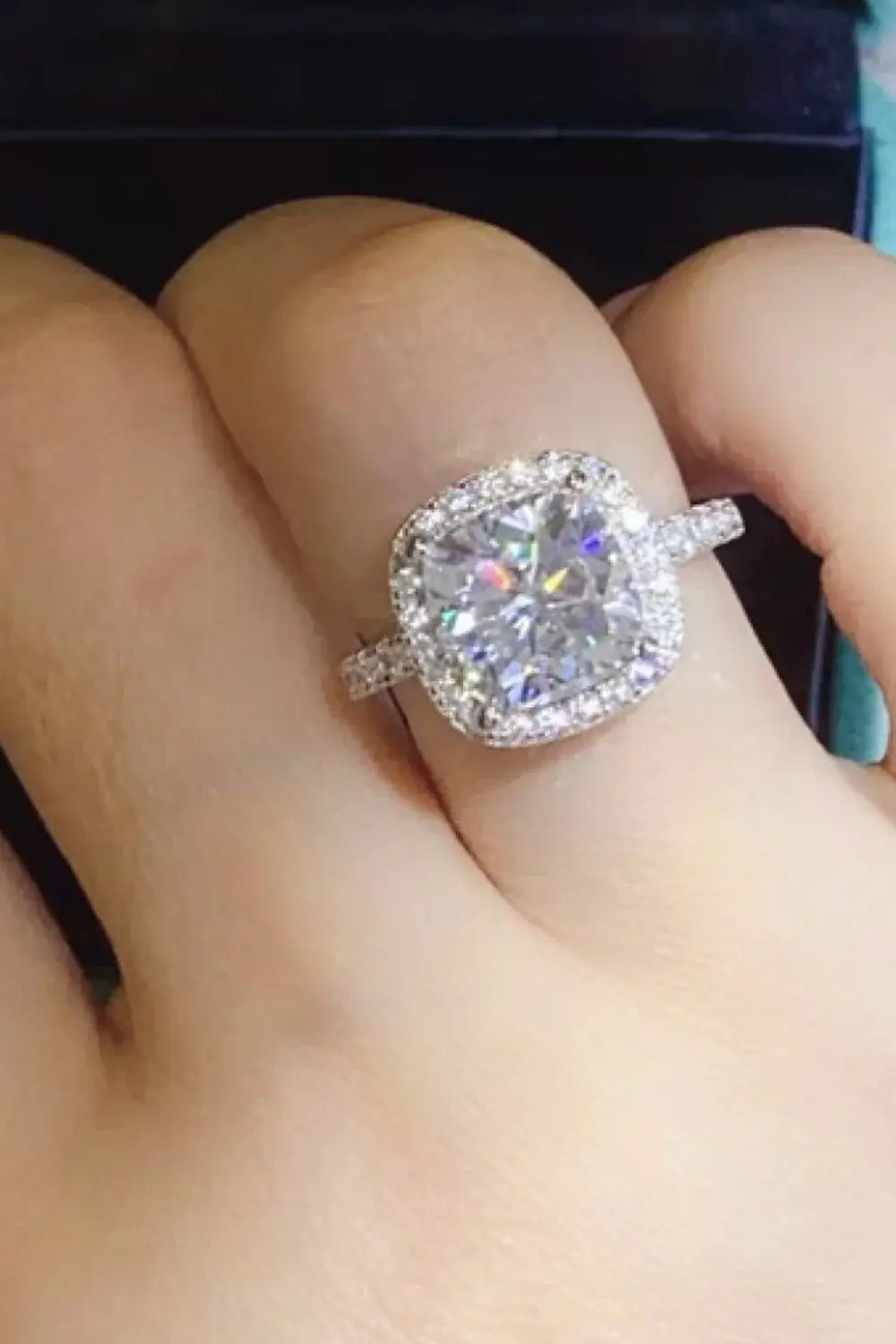 3 Carat Moissanite 925 Sterling Silver Square Ring - Trendsi - Flyclothing LLC