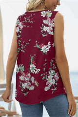 Printed Square Neck Curved Hem Tank - Trendsi