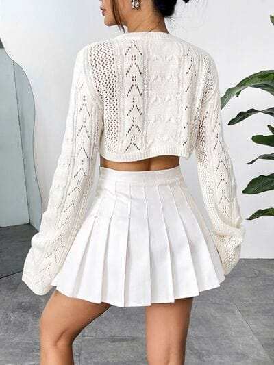 Openwork Round Neck Knit Top - Trendsi - Flyclothing LLC