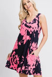 Heimish Full Size Floral V-Neck Tank Dress with Pockets - Trendsi