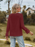 V-Neck Flounce Sleeve Blouse - Trendsi - Flyclothing LLC