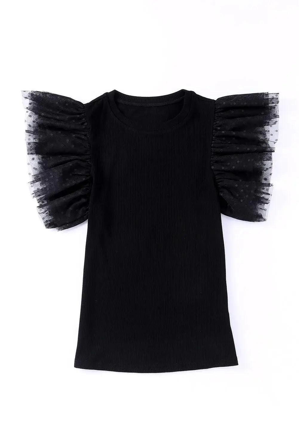 Polka Dot Flutter Sleeve Top - Trendsi - Flyclothing LLC