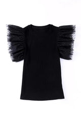 Polka Dot Flutter Sleeve Top - Trendsi - Flyclothing LLC