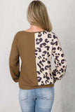 Leopard V-Neck Waffle-Knit Top - Trendsi - Flyclothing LLC