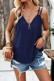 Eyelet V-Neck Double Strap Cami - Trendsi - Flyclothing LLC