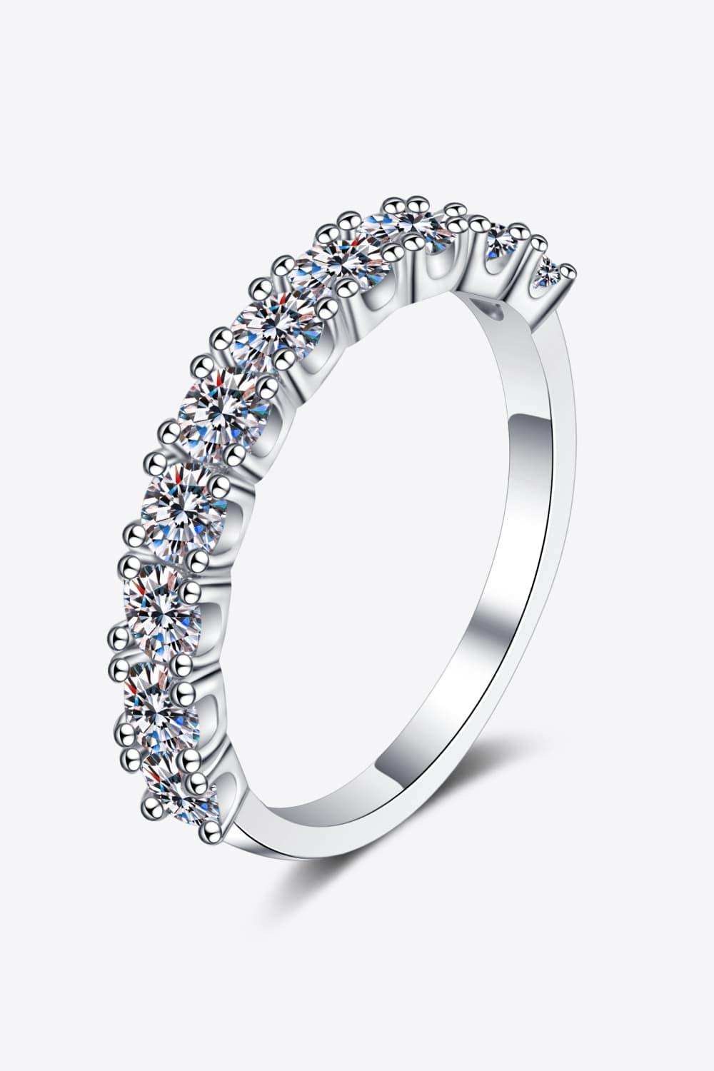 1 Carat Moissanite Half-Eternity Ring - Trendsi - Flyclothing LLC