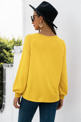 Round Neck Raglan Sleeve Sweatshirt - Trendsi