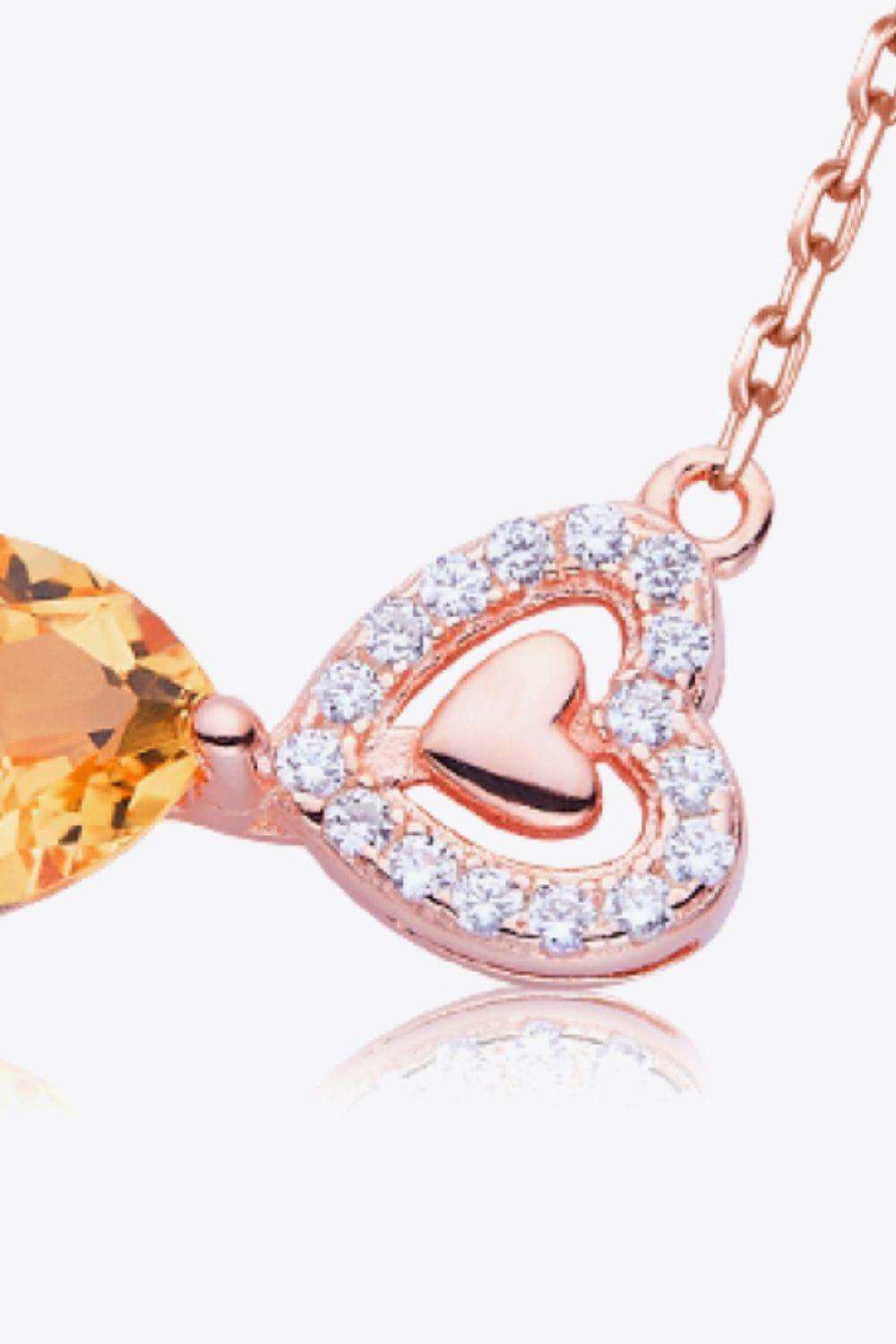 Citrine Heart 925 Sterling Silver Necklace - Trendsi - Flyclothing LLC