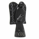Soapstone Angel Sculpture - Black Finish with Etch Design - SMOLArt