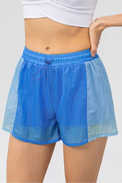 Color Block Drawstring Active Shorts - Trendsi
