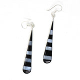Taxco Silver Black Onyz & Abalone Zebra Long Teardrop Earrings - Artisana - Flyclothing LLC
