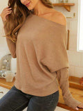 Ribbed Round Neck Long Sleeve Knit Top - Trendsi - Flyclothing LLC