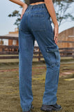 Loose Fit Long Jeans with Pockets - Trendsi