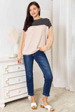 Double Take Color Block Dropped Shoulder T-Shirt - Trendsi