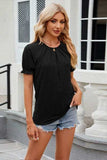 Round Neck Flounce Sleeve T-Shirt - Trendsi - Flyclothing LLC
