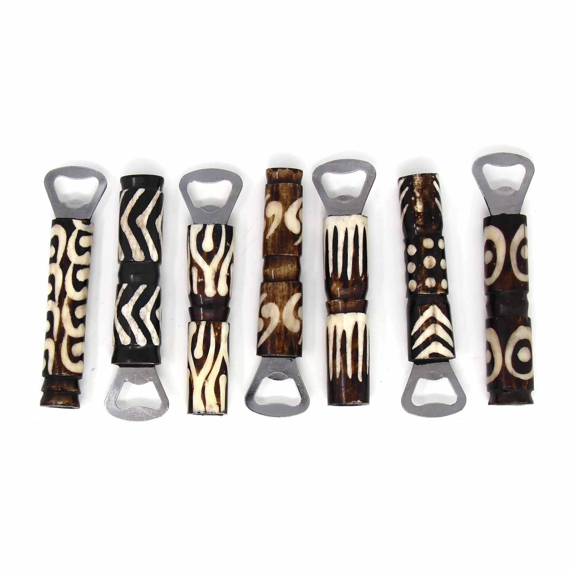African Batik Bone Bottle Opener, Mixed Designs - Jedando - Flyclothing LLC