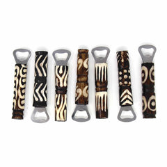 African Batik Bone Bottle Opener, Mixed Designs - Jedando