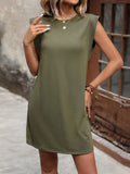 Round Neck Sleeveless Mini Dress - Trendsi