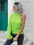Cable-Knit Round Neck Asymmetrical Sweater - Trendsi - Flyclothing LLC