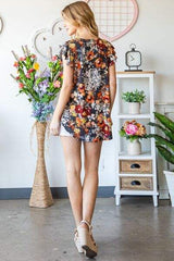 Heimish Full Size Ruffled Floral Round Neck Cap Sleeve Blouse - Trendsi - Flyclothing LLC