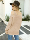 Wide Strap Cold Shoulder Pullover Sweater - Flyclothing LLC