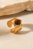 18K Gold-Plated Wide Open Ring - Trendsi