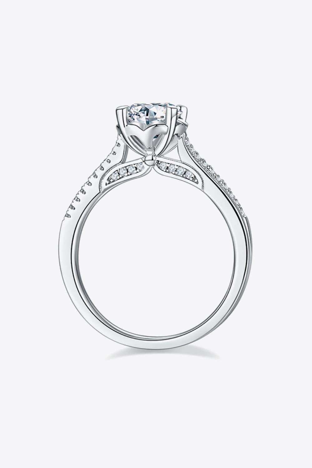 1 Carat Moissanite 925 Sterling Silver Side Stone Ring - Trendsi - Flyclothing LLC