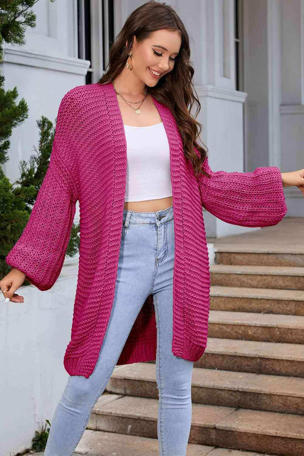 Open Front Longline Cardigan - Trendsi - Flyclothing LLC
