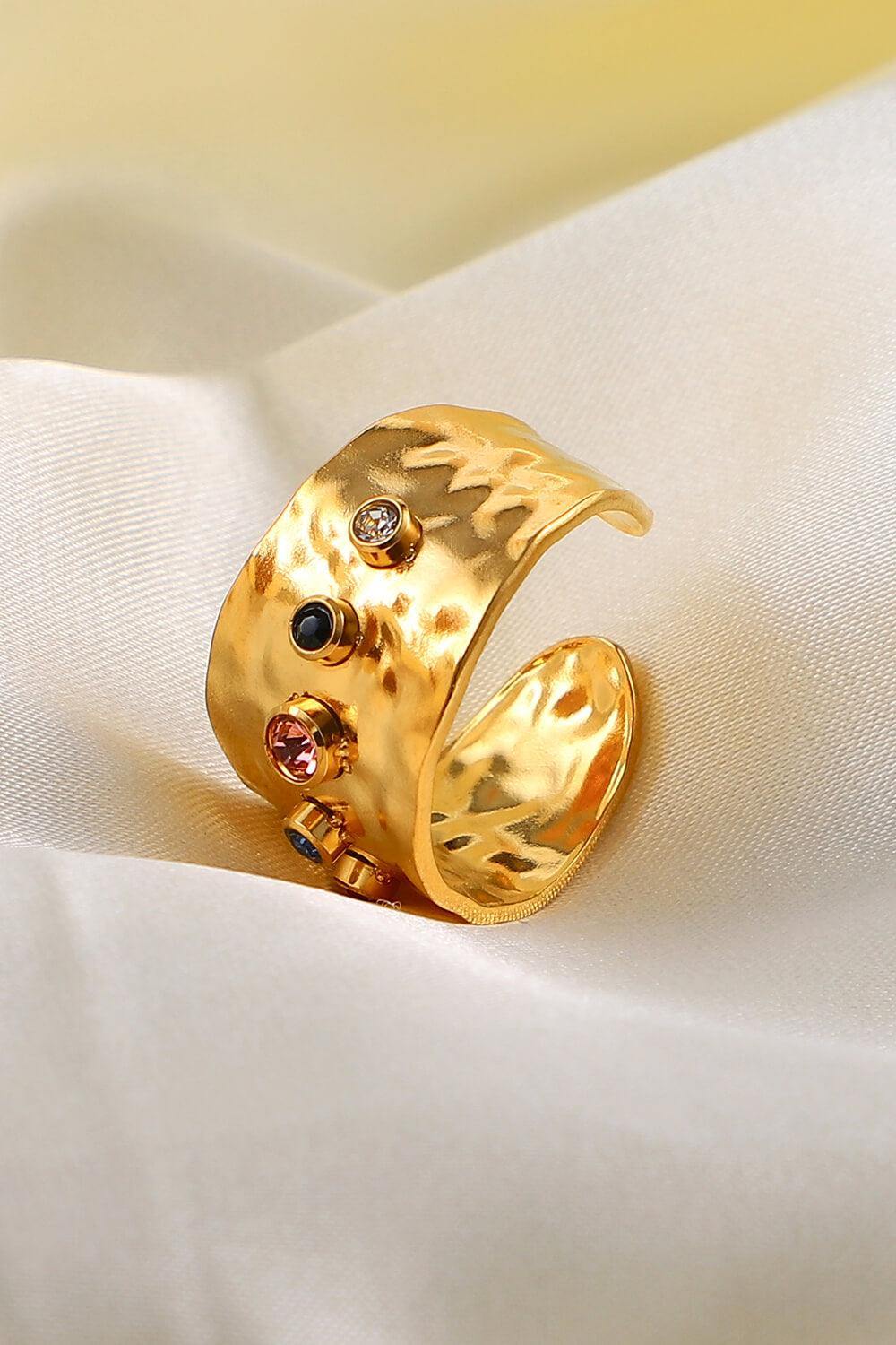 18K Gold-Plated Zircon Ring - Trendsi
