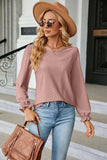 Round Neck Flounce Sleeve Blouse - Trendsi - Flyclothing LLC
