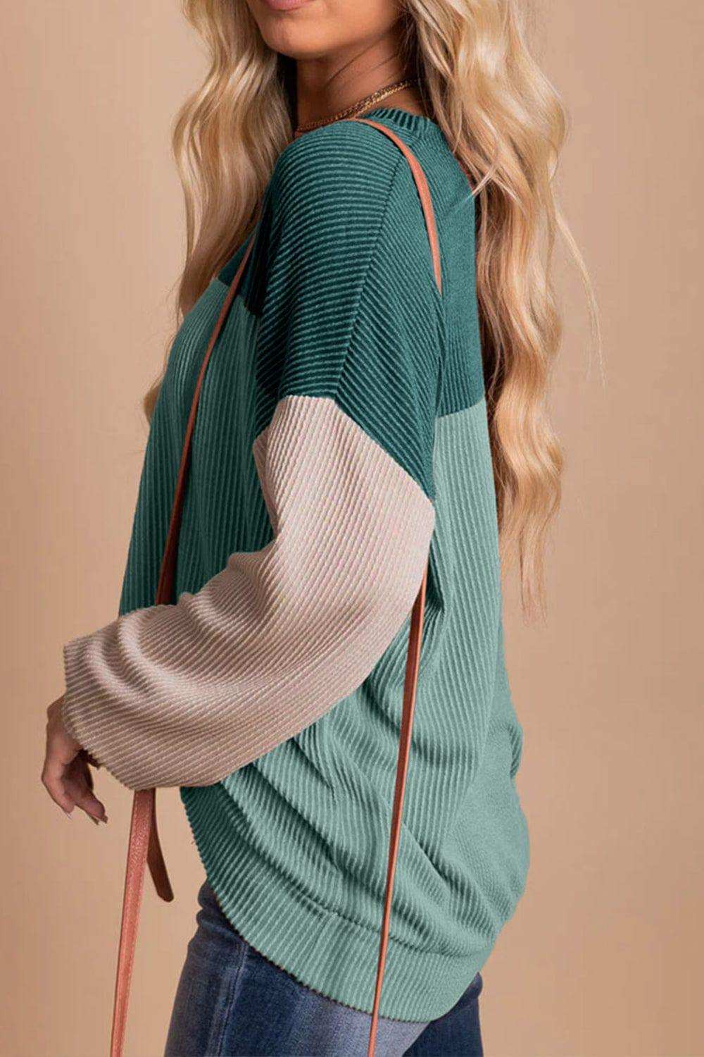 Color Block Dropped Shoulder T-Shirt - Trendsi - Flyclothing LLC