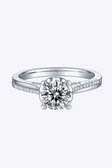 1 Carat Moissanite 925 Sterling Silver Side Stone Ring - Trendsi - Flyclothing LLC