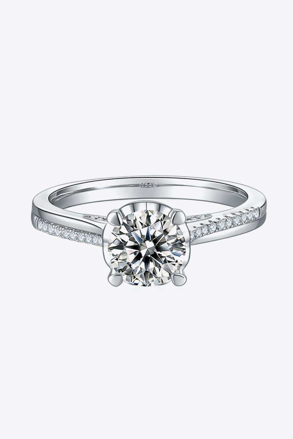 1 Carat Moissanite 925 Sterling Silver Side Stone Ring - Trendsi - Flyclothing LLC