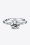 1 Carat Moissanite 925 Sterling Silver Side Stone Ring - Trendsi