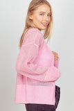 VERY J Eyelet Open Front Long Sleeve Cardigan - Flyclothing LLC