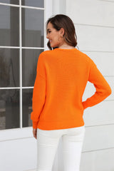 Ribbed V-Neck Dropped Shoulder Knit Top - Trendsi - Flyclothing LLC