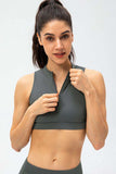 Full Size Cropped Cutout Back Zipper Front Active Tank Top - Trendsi - Flyclothing LLC