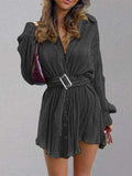 Button Up Dropped Shoulder Shirt Dress - Trendsi - Flyclothing LLC