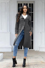 Pocketed Button Up Collared Neck Cardigan - Trendsi