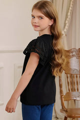 Round Neck Flutter Sleeve T-Shirt - Trendsi - Flyclothing LLC