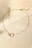 Pearl Hoop Link Pendant Necklace - Trendsi - Flyclothing LLC