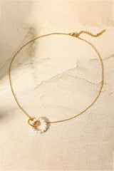 Pearl Hoop Link Pendant Necklace - Trendsi