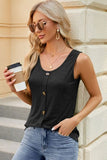 Decorative Button Round Neck Tank - Trendsi
