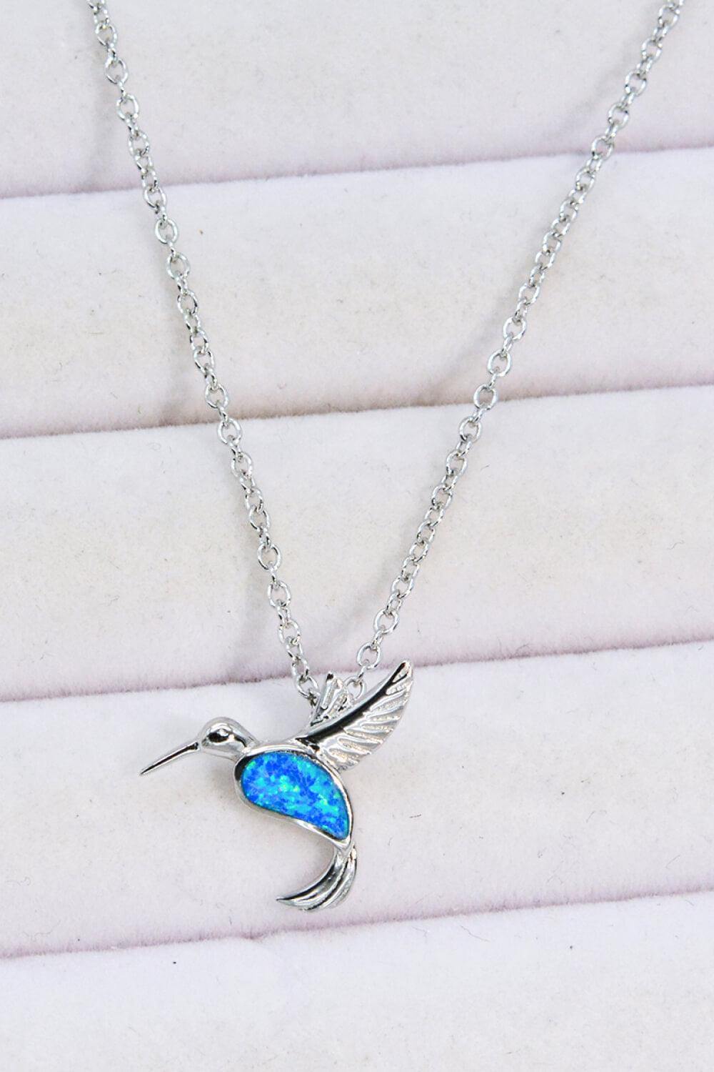 Opal Bird 925 Sterling Silver Necklace - Trendsi