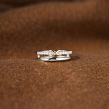Double-Layered Zircon 925 Sterling Silver Ring - Trendsi