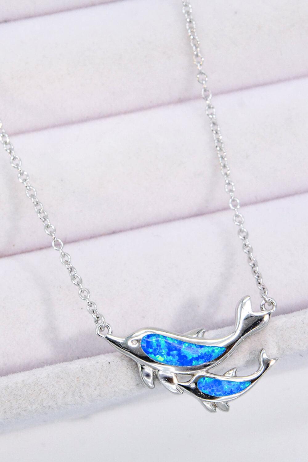 Opal Dolphin Chain-Link Necklace - Flyclothing LLC